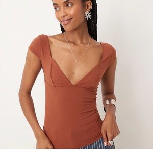Free People Rust Deep V Cap-Sleeve Camisole